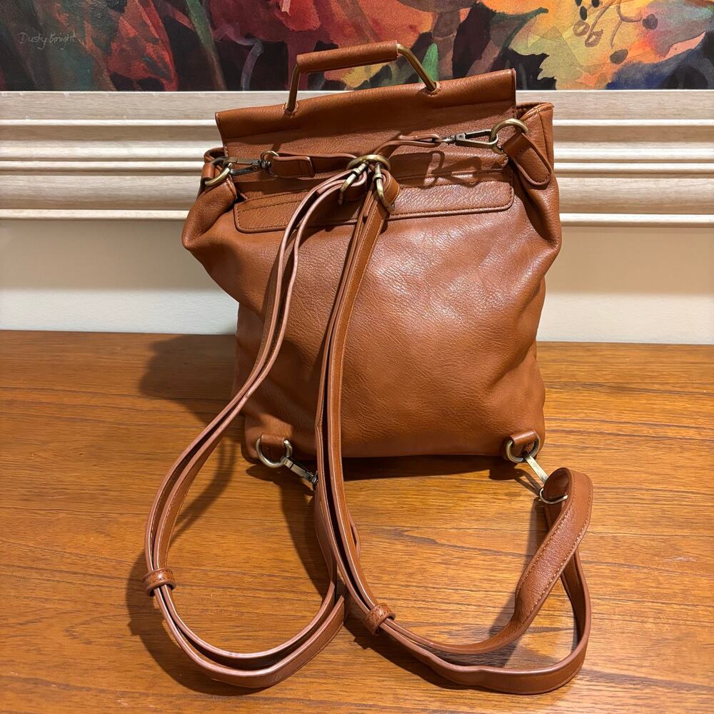 Antik Kraft Brown Vegan Leather Backpack | Boho Minimalist Rucksack - Picture 3 of 10